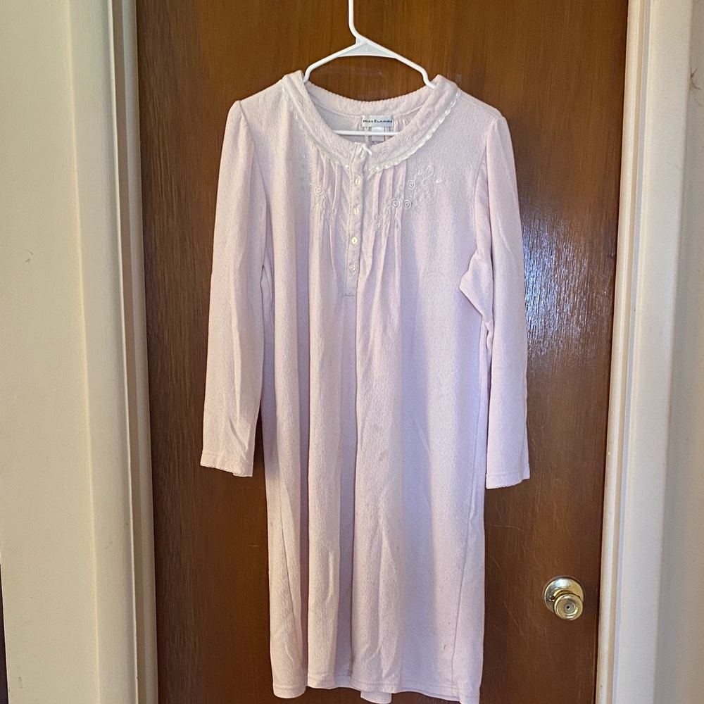 3/$15. Miss Elaine Pale Pink Flannel Lace-Trim Nightgown, size L